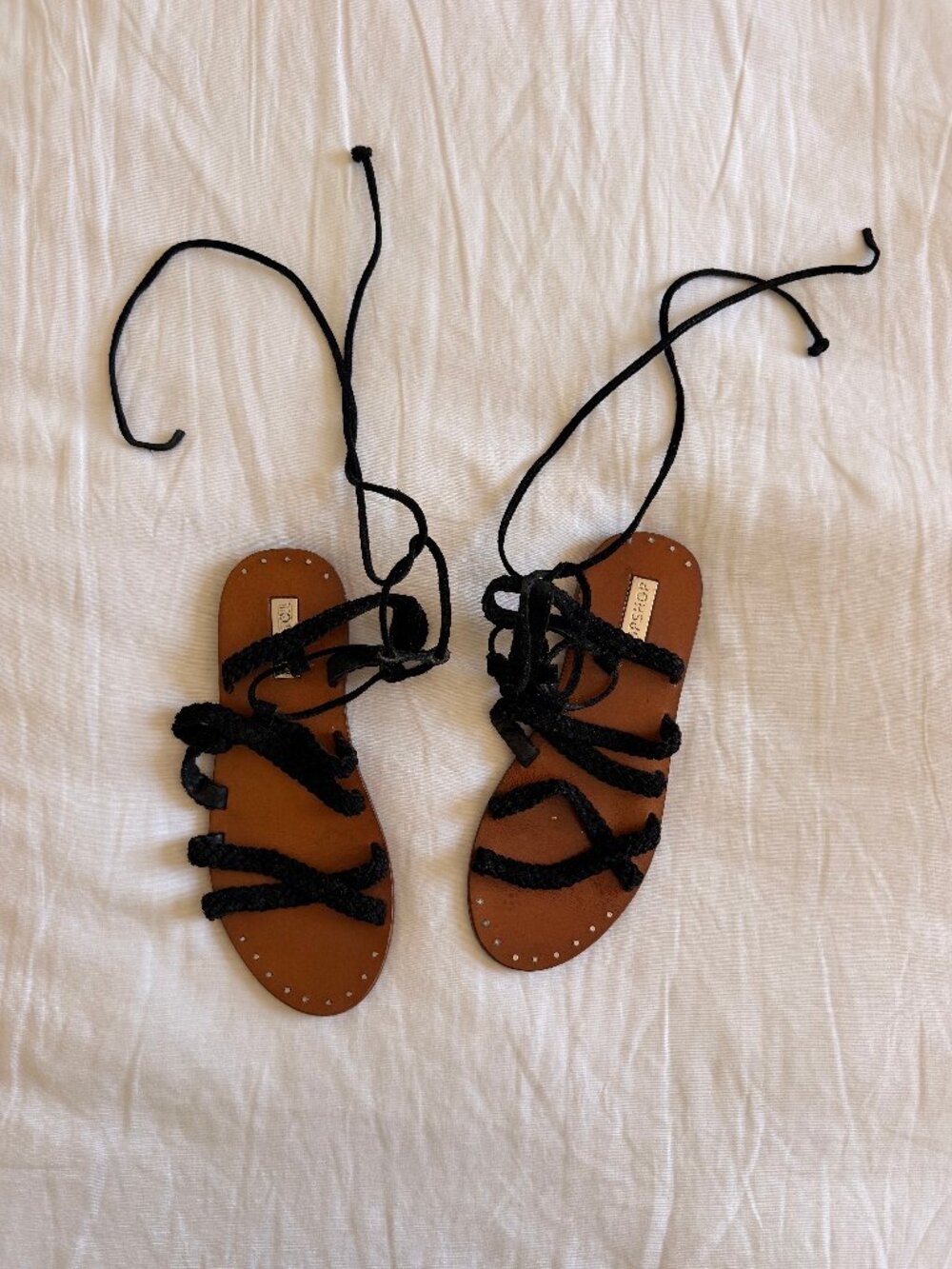 Topshop 'Farewell' Black Gladiator Sandals (sz 8)
